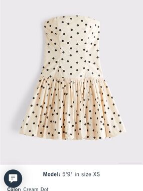Abercrombie & Fitch Cream Strapless Polka Dot Dress